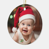 Aanpasbare Kerstboom en baby's eerste kerstfeest Keramisch Ornament (Links)