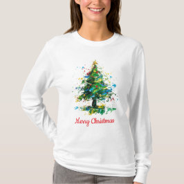 Aanpasbare Kerstboom Olie Schilderstijl T-shirt