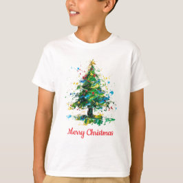 Aanpasbare kerstboom olieverfschilderij voor kinde t-shirt