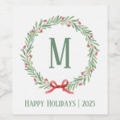 Aanpasbare Kerstbrief en Cadeaustickers Wijn Etiket (Enkel label)