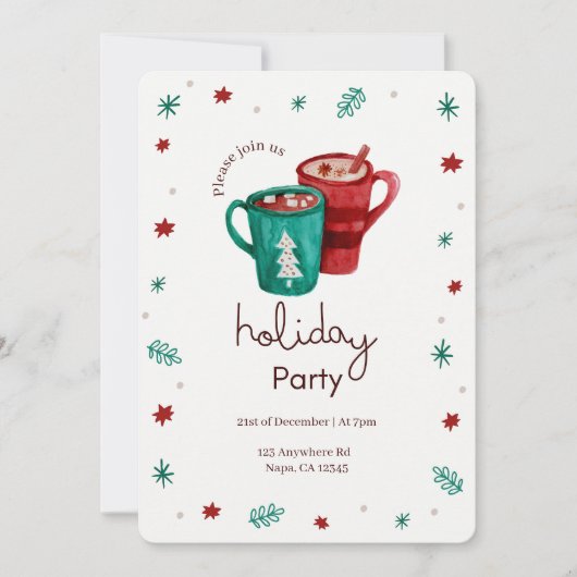 Aanpasbare Kerstfeest Hot Coco Sneeuwvlokken Kaart (Voorkant)