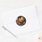 Aanpasbare Kerstkaarsen Ontwerp Ronde Sticker (Envelop)