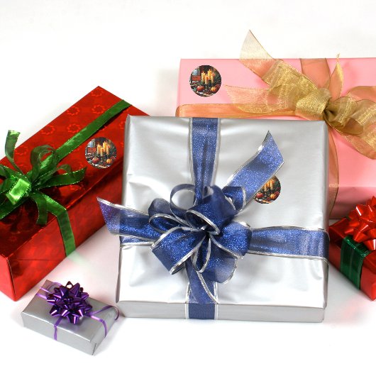 Aanpasbare Kerstkaarsen Ontwerp Ronde Sticker