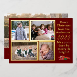 Aanpasbare kerstkaart folie feestdagenkaart