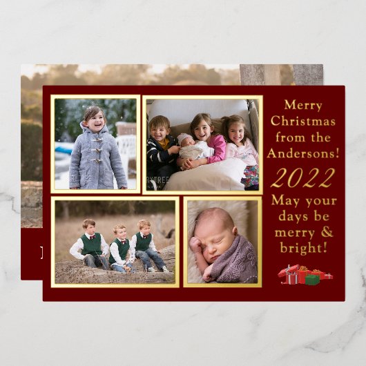 Aanpasbare kerstkaart folie feestdagenkaart (Voorkant / Achterkant)