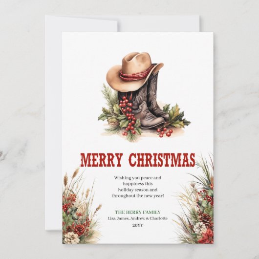 Aanpasbare kerstkaart in Wild West stijl (Voorkant)
