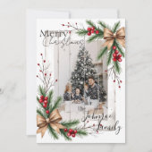 Aanpasbare kerstkaart met dennenaccenten (Voorkant)