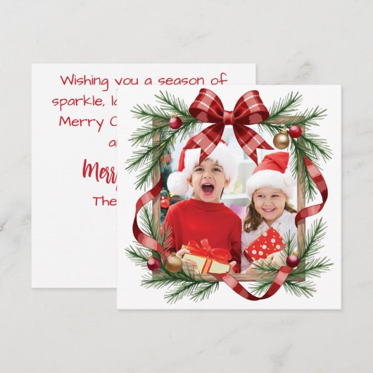 Aanpasbare kerstkaart met dennenframe (Voorkant / Achterkant)