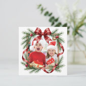 Aanpasbare kerstkaart met dennenframe (Staand voorkant)
