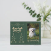 Aanpasbare kerstkaart met gouden bomen briefkaart (Staand voorkant)