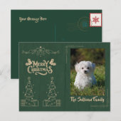 Aanpasbare kerstkaart met gouden bomen briefkaart (Voorkant / Achterkant)
