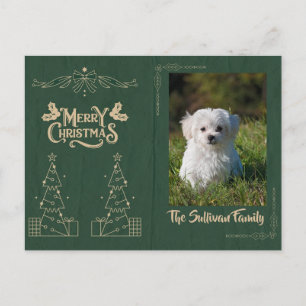Aanpasbare kerstkaart met gouden bomen briefkaart