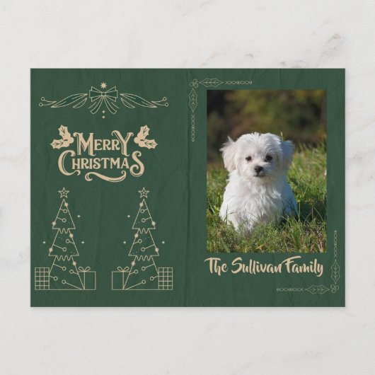 Aanpasbare kerstkaart met gouden bomen briefkaart (Voorkant)