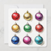 Aanpasbare Kerstkaart met Kleurrijke Kerstballen (Voorkant)