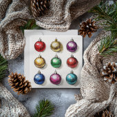 Aanpasbare kerstkaart met kleurrijke ornamenten