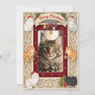 Aanpasbare kerstkaart voor kattenliefhebbers