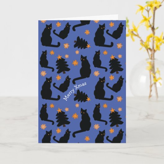 AANPASBARE KERSTKATTENKAART KAART (Gele Bloem)