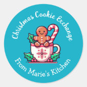 Aanpasbare kerstkoekjesuitwisseling ronde sticker (Voorkant)