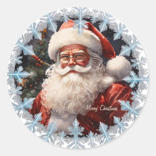 Aanpasbare Kerstman Prettig Kerstfeest Ronde Sticker (Voorkant)