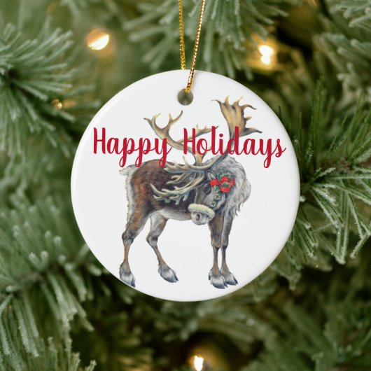 Aanpasbare Kerstmis Eland Keramisch Ornament (Boom)