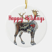 Aanpasbare Kerstmis Eland Keramisch Ornament (Voorkant)