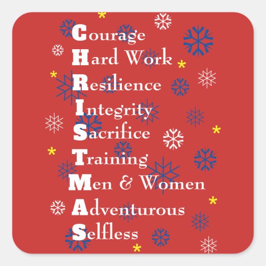 Aanpasbare Kerstmis Militaire Vierkante Sticker (Voorkant)
