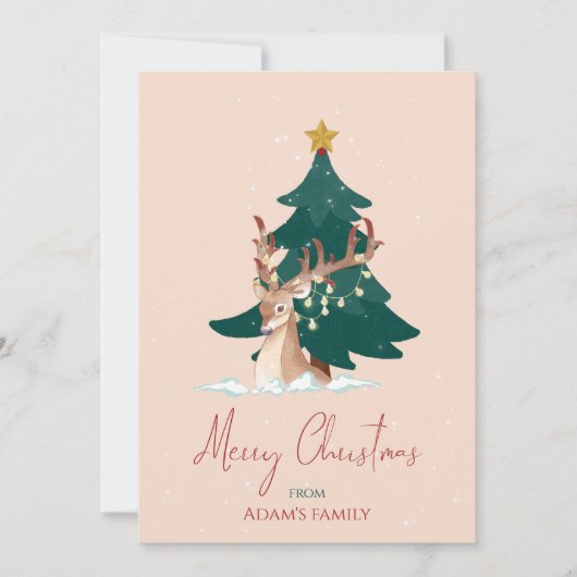 Aanpasbare kerstreehert feestdagenkaart (Voorkant)