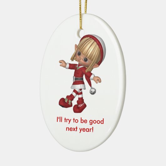 Aanpasbare kerstsierelf keramisch ornament (Links)