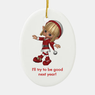 Aanpasbare kerstsierelf keramisch ornament