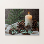 Aanpasbare Kerstthema Kaars en Denneappel Legpuzzel (Horizontaal)