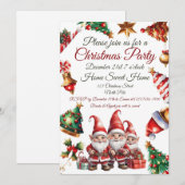 Aanpasbare kerstuitnodiging feestdagenkaart (Voorkant / Achterkant)