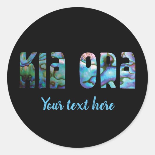 AANPASBARE KIA ORA KIWI PAUA RONDE STICKER (Voorkant)