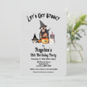 Aanpasbare kinderkostuum verjaardagsfeestje kaart (Staand voorkant)