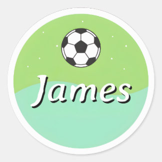Aanpasbare kindernaamsticker – Voetbalontwerp Ronde Sticker