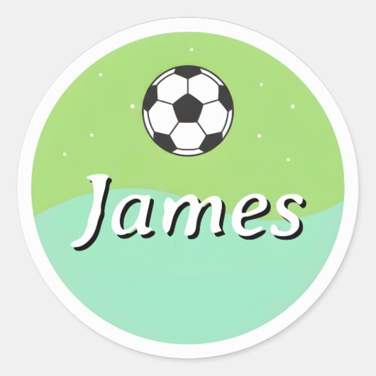 Aanpasbare kindernaamsticker – Voetbalontwerp Ronde Sticker (Voorkant)