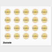 Aanpasbare kindernaamsticker – Zonnig ontwerp Ronde Sticker (Vel)