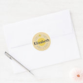 Aanpasbare kindernaamsticker – Zonnig ontwerp Ronde Sticker (Envelop)