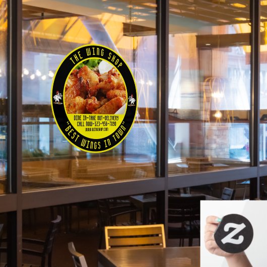 Aanpasbare Kippenvleugel Restaurant Grote Voorkant Raamsticker (Restaurant Raam)