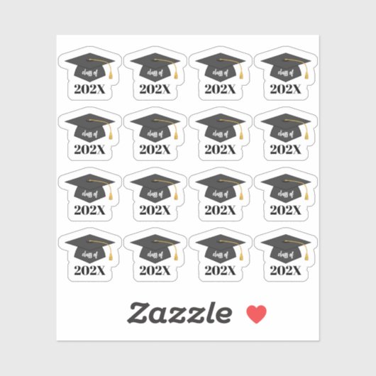 Aanpasbare Klas van 202X Senior Afstudeerhoed  Sticker (Vel)