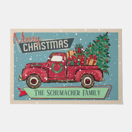Aanpasbare Klassieke Vintage Truck Prettig Kerstfe Deurmat