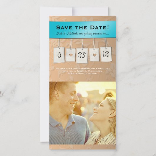 Aanpasbare kleur: DIY Save the Date Photo Cards (Voorkant)