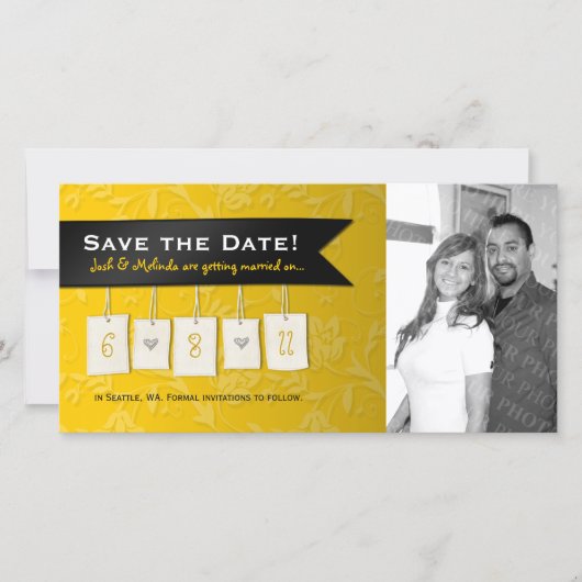 Aanpasbare kleur: DIY Save the Date Photo Cards (Voorkant)