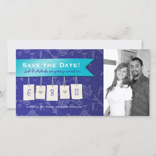 Aanpasbare kleur: DIY Save the Date Photo Cards (Voorkant)
