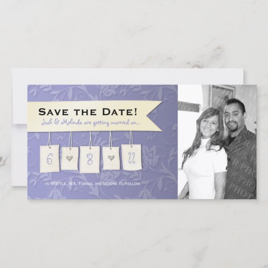 Aanpasbare kleur: DIY Save the Date Photo Cards (Voorkant)
