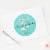 Aanpasbare kleur - Letter "E" bruiloft Ronde Sticker (Envelop)