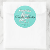 Aanpasbare kleur - Letter "E" bruiloft Ronde Sticker (Tas)