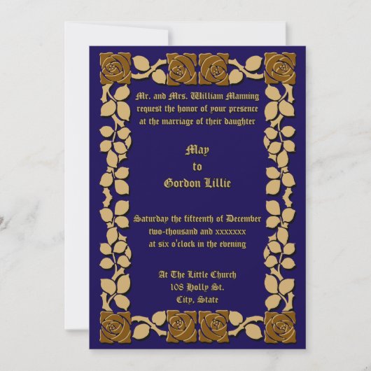 Aanpasbare Kleuren Roos Wingerd Rand Kaart (Voorkant)