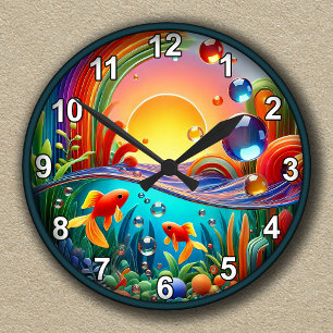 Aanpasbare Kleurrijke Abstract Aquarium Ronde Klok