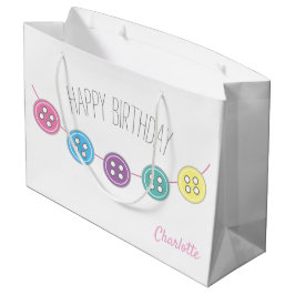 Aanpasbare knop voor witte verjaardag groot cadeauzakje