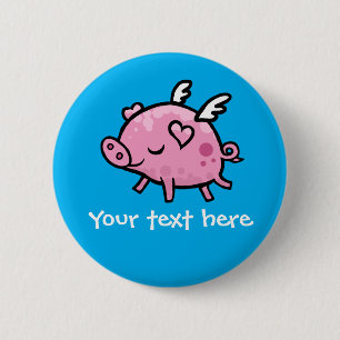Aanpasbare knoppenbadge voor vliegende varkens ronde button 5,7 cm
